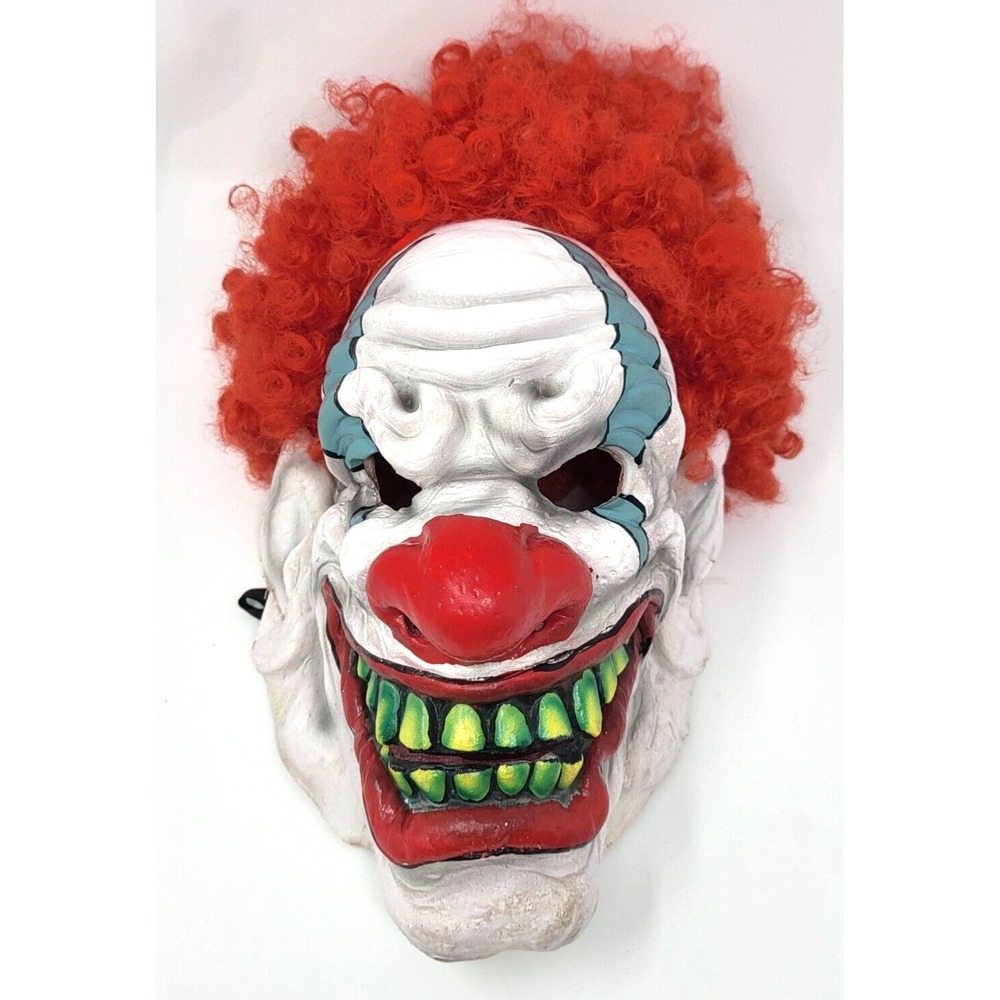 Scary Clown Mask Foam Halloween Costume Don Post Studios Paper Magic Red Curly